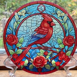 Suncatcher Red Bird 6” Acrylic Cardinal Cabin Home Decoration